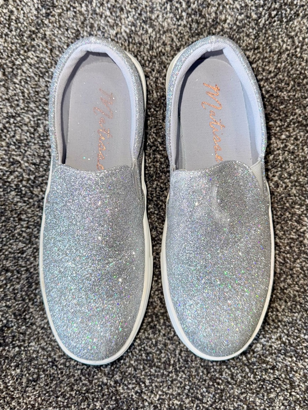 Matisse Gemma Silver Glitter Slip-On Sneakers - Women Size 7 NWOB
